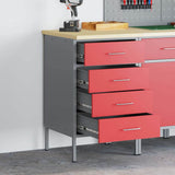 vidaXL Werkbank met lade met opslag Zwart en Grijs 50 x 55 x 85 cm