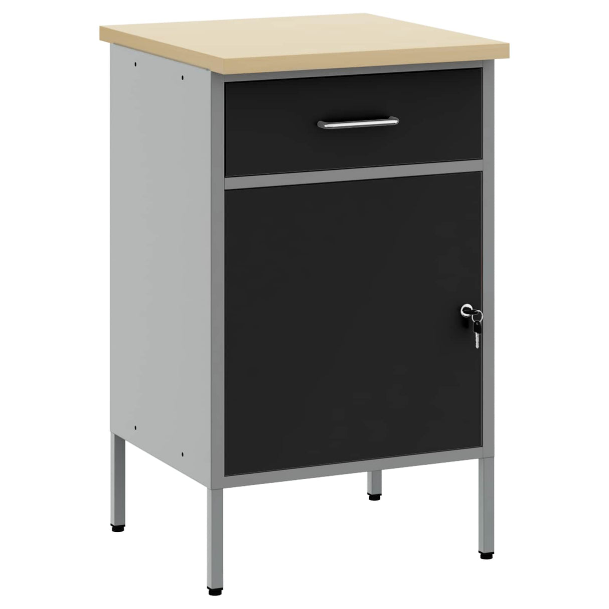 vidaXL Werkbank met lade met opslag Zwart en Grijs 50 x 55 x 85 cm
