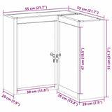vidaXL Gereedschapskast met plank Zwart en Grijs 55 x 55 x 55 cm