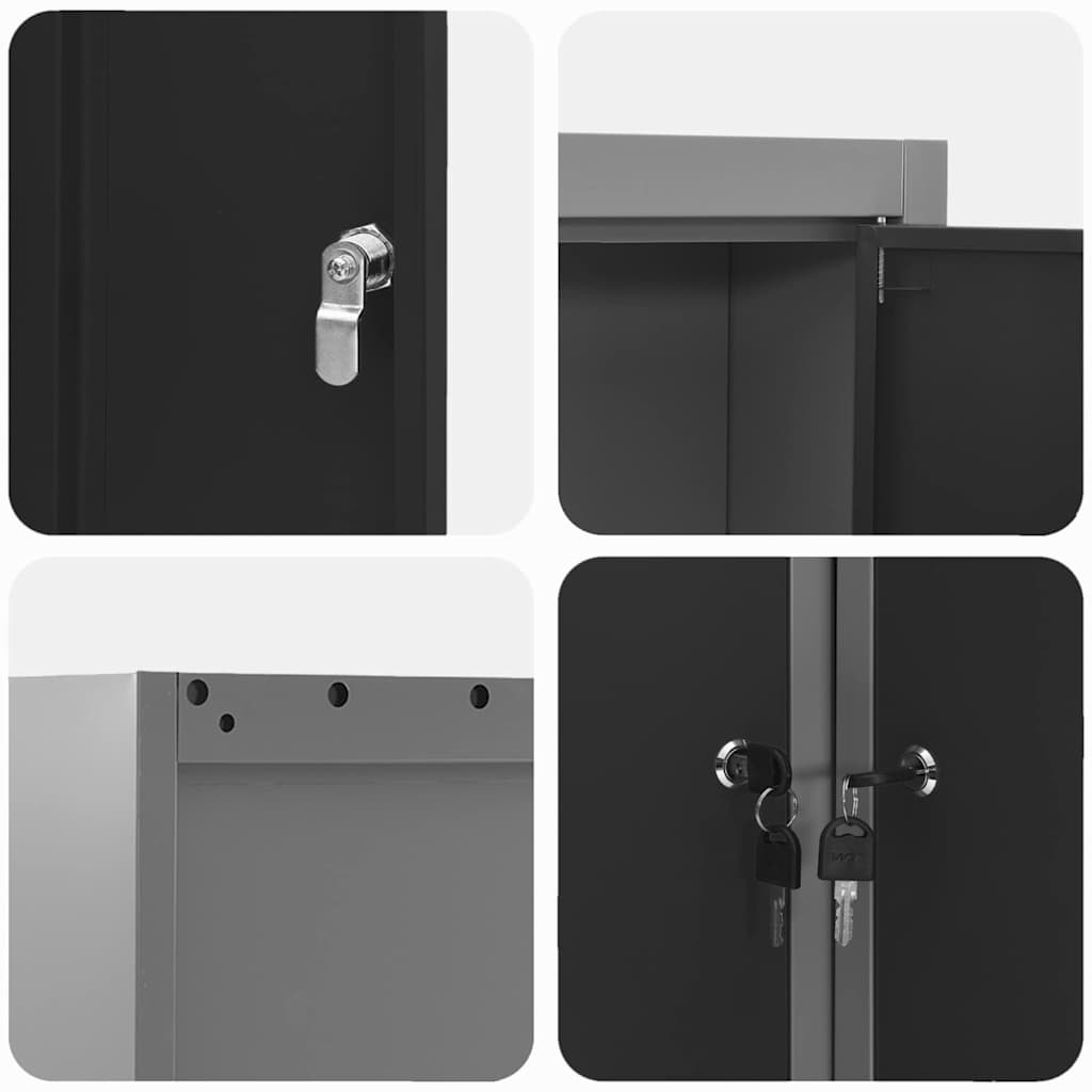 vidaXL Gereedschapskast met plank Zwart en Grijs 55 x 55 x 55 cm