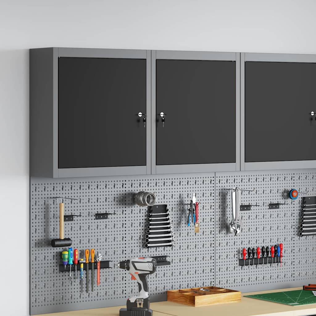 vidaXL Gereedschapskast met plank Zwart en Grijs 55 x 55 x 55 cm