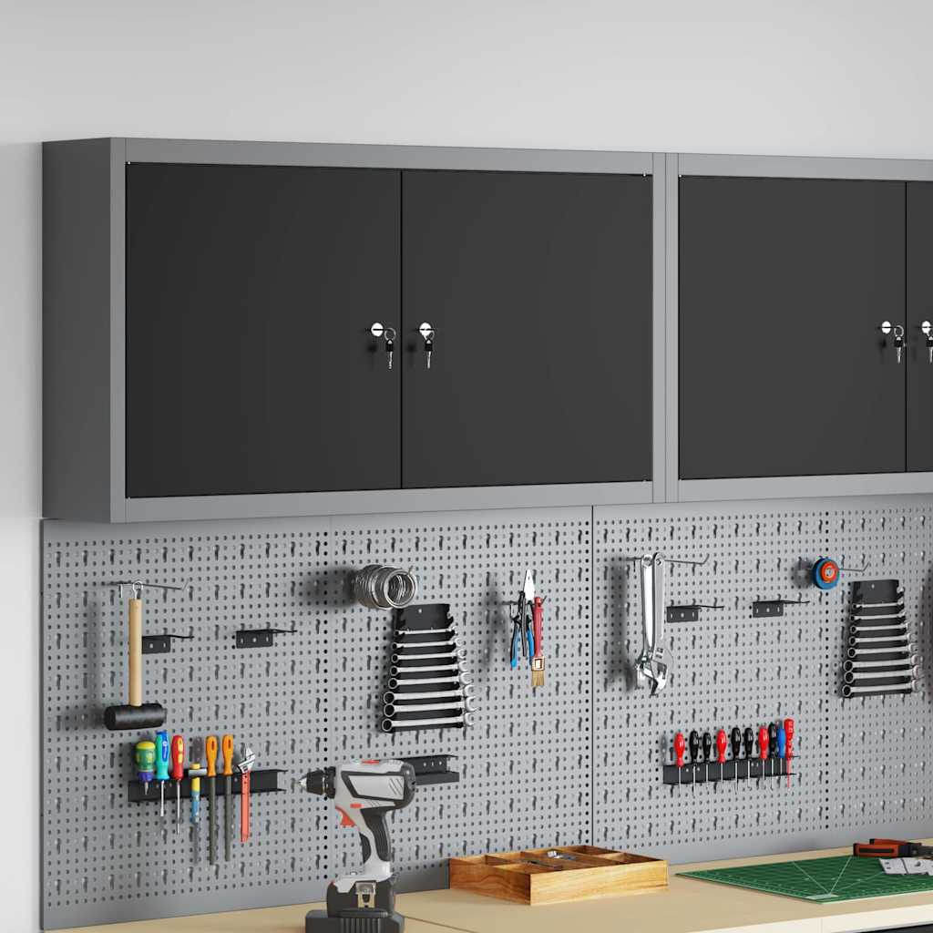 vidaXL Gereedschapskast met plank Zwart en Grijs 55 x 55 x 55 cm