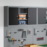 vidaXL Gereedschapskast met plank Zwart en Grijs 55 x 55 x 55 cm