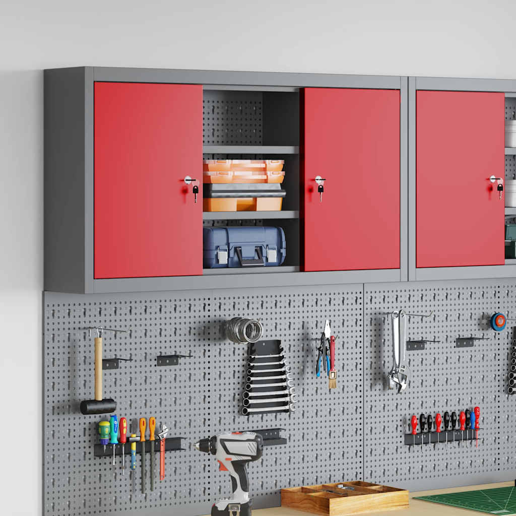 vidaXL Gereedschapskast met plank Zwart en Grijs 55 x 55 x 55 cm