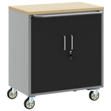 vidaXL Werkbank met plank met wiel Zwart en Grijs 75 x 45 x 85 cm