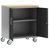 vidaXL Werkbank met plank met wiel Zwart en Grijs 75 x 45 x 85 cm