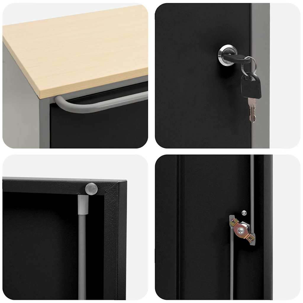 vidaXL Werkbank met plank met wiel Zwart en Grijs 75 x 45 x 85 cm