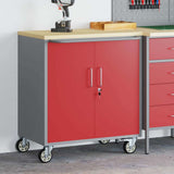 vidaXL Werkbank met plank met wiel Zwart en Grijs 75 x 45 x 85 cm