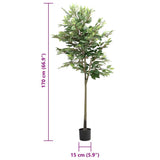 vidaXL Artificial Ficus Tree 480 Leaves 130 cm Green