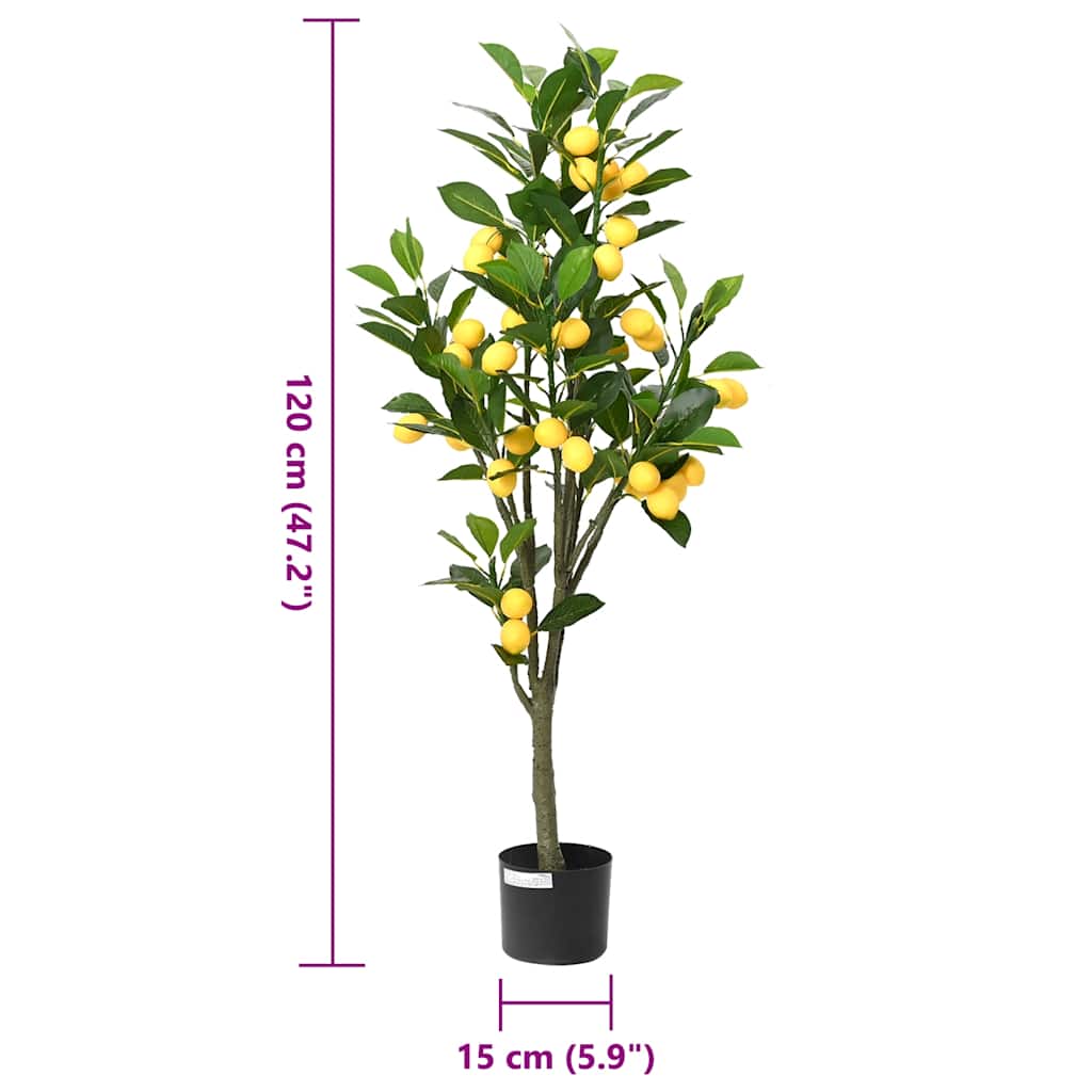 vidaXL Kunstcitroenboom 136 blaadjes 120 cm groen