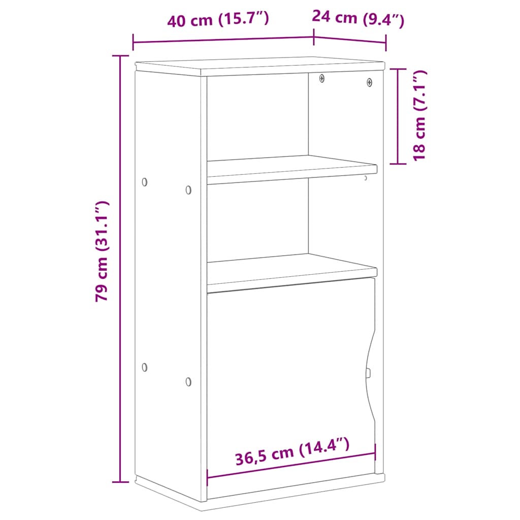 vidaXL Bijzetkast ODDA 40x24x79 cm massief grenenhout