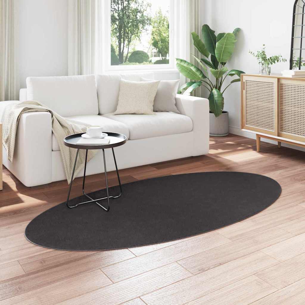 vidaXL Vloerkleden Ovaal HUARTE Antraciet 100 x 200 cm 100% Polyester