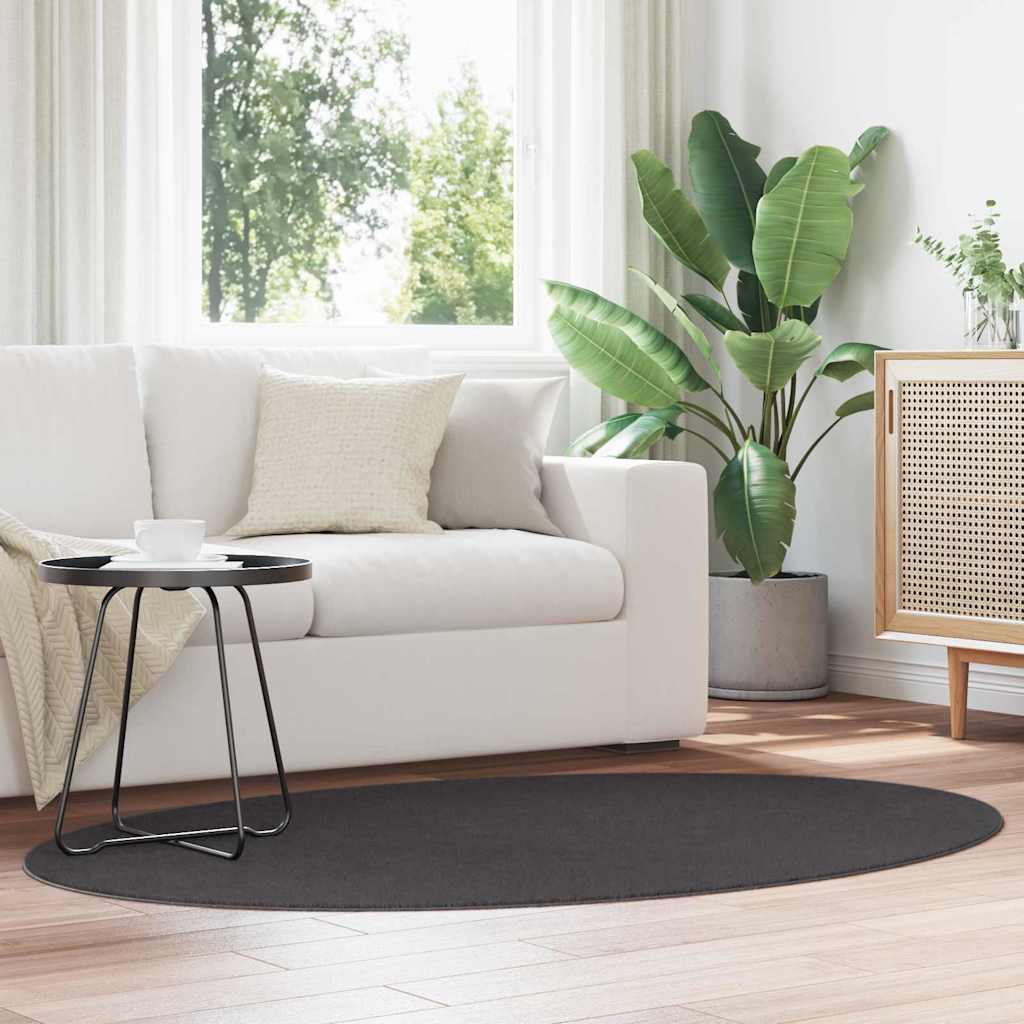 vidaXL Vloerkleden Ovaal HUARTE Antraciet 100 x 200 cm 100% Polyester