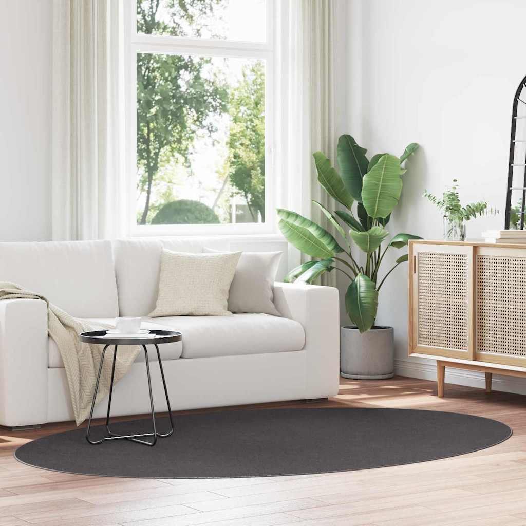 vidaXL Vloerkleden Ovaal HUARTE Antraciet 100 x 200 cm 100% Polyester