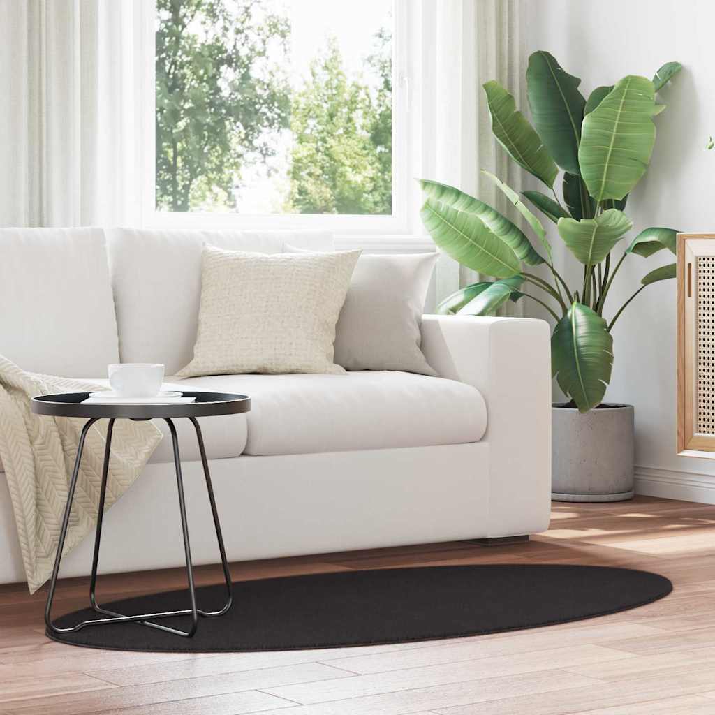 vidaXL Vloerkleden Ovaal HUARTE Antraciet 100 x 200 cm 100% Polyester