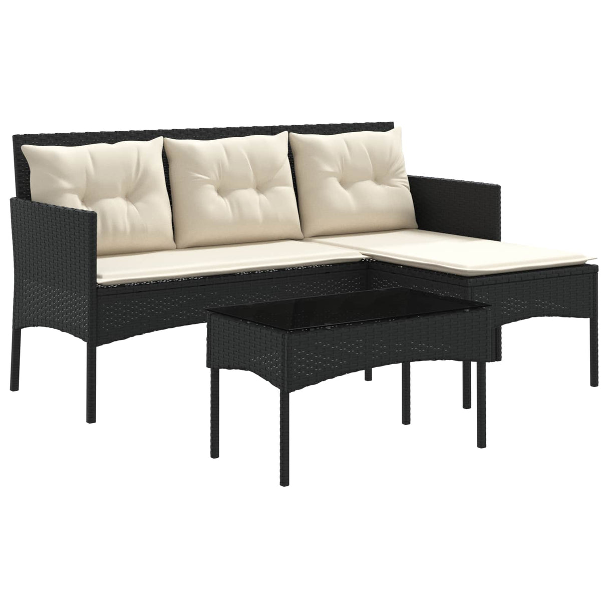 vidaXL Tuinbank Set met kussen 2 pcs poly rattan