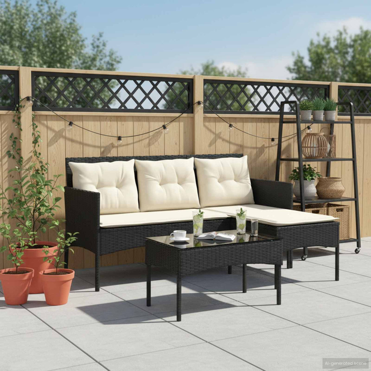 vidaXL Tuinbank Set met kussen 2 pcs poly rattan