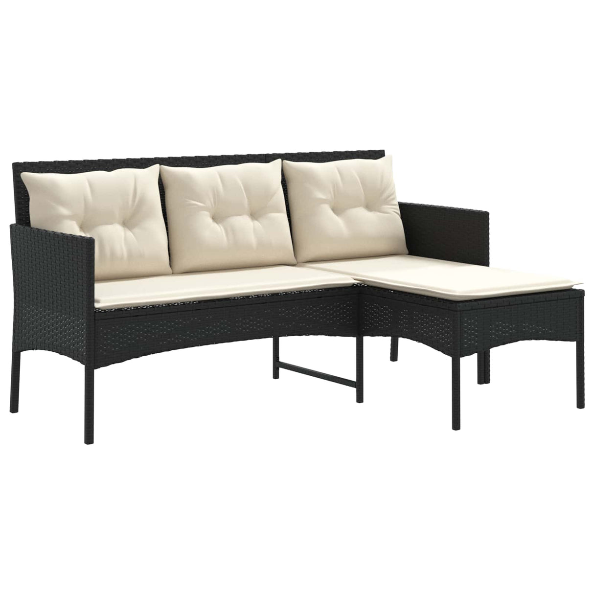 vidaXL Tuinbank Set met kussen 2 pcs poly rattan