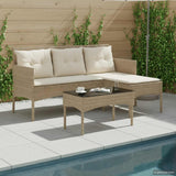 vidaXL Tuinbank Set met kussen 2 pcs poly rattan