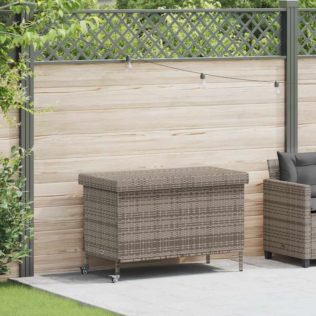 vidaXL Tuinbox met wielen 110x55x73 cm poly rattan zwart