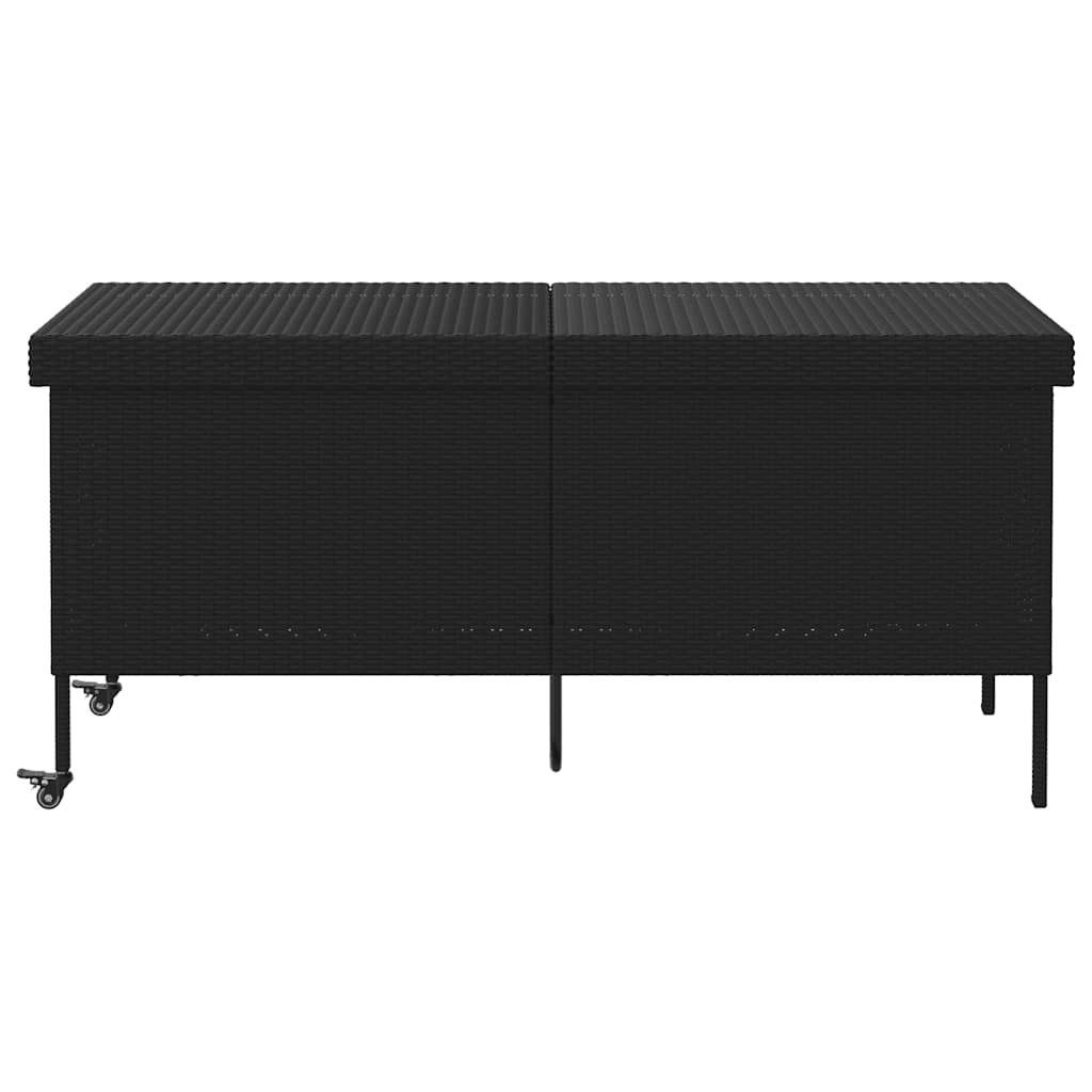vidaXL Tuinbox met wielen 110x55x73 cm poly rattan zwart