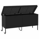vidaXL Tuinbox met wielen 110x55x73 cm poly rattan zwart