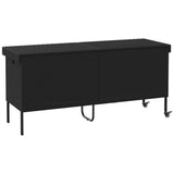 vidaXL Tuinbox met wielen 110x55x73 cm poly rattan zwart
