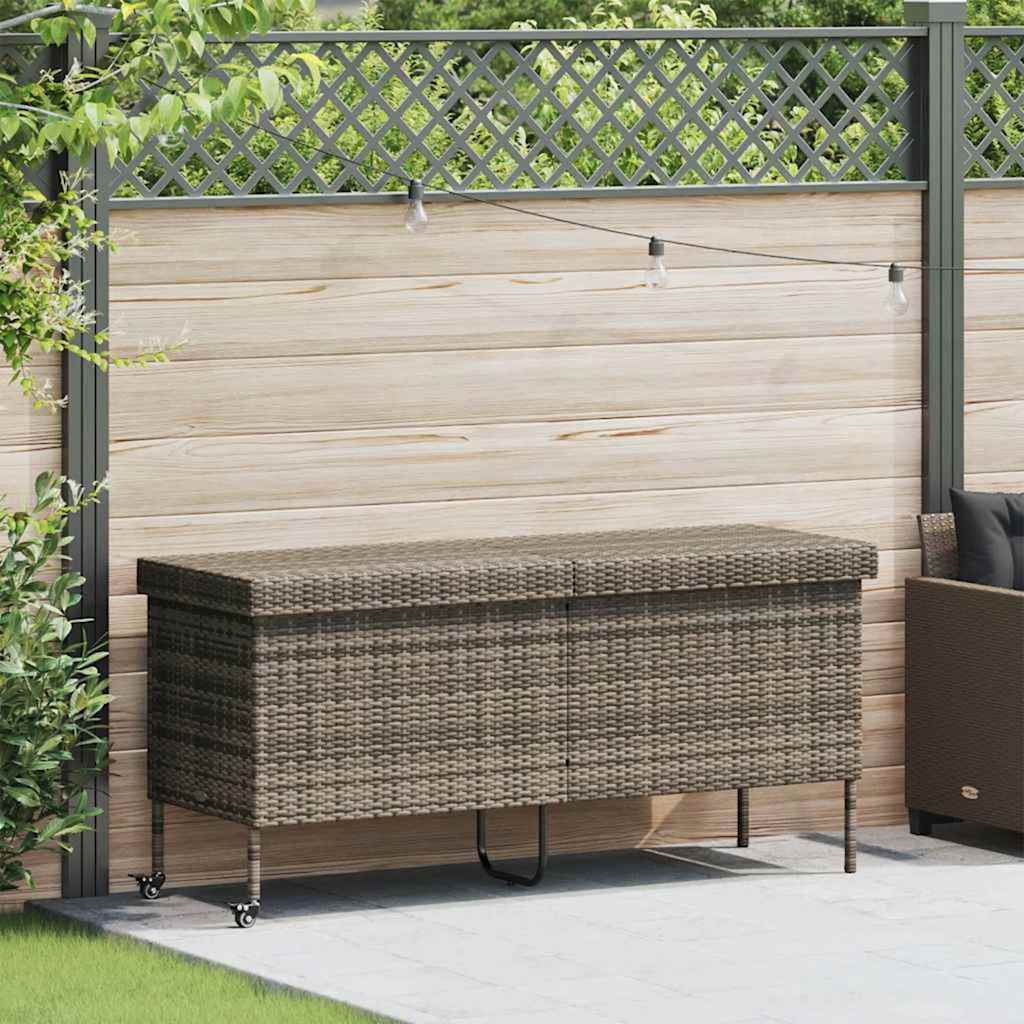 vidaXL Tuinbox met wielen 110x55x73 cm poly rattan zwart