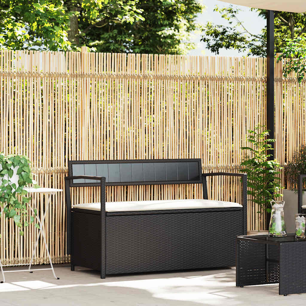 vidaXL Tuinbank met kussen, zwart polyrotan