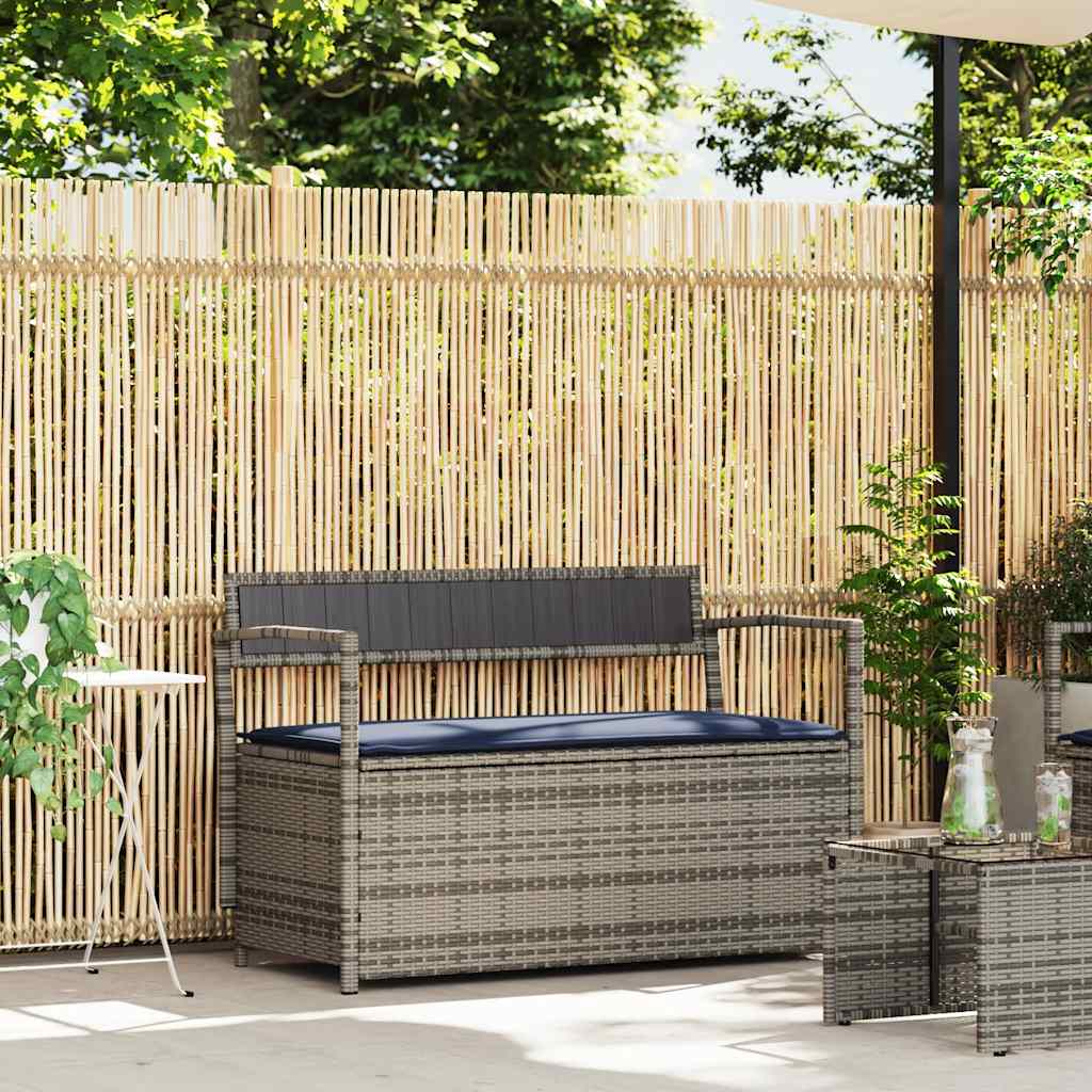 vidaXL Tuinbank met kussen, zwart polyrotan