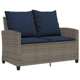 vidaXL Tuinbank 2-zits met kussens & tafel poly rattan zwart
