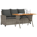 vidaXL 3-Seater Garden Sofa with Cushions & Table Poly Rattan Black