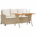 vidaXL 3-Seater Garden Sofa with Cushions & Table Poly Rattan Black