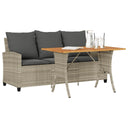 vidaXL 3-Seater Garden Sofa with Cushions & Table Poly Rattan Black