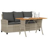 vidaXL 3-Seater Garden Sofa with Cushions & Table Poly Rattan Black