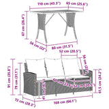 vidaXL 3-Seater Garden Sofa with Cushions & Table Poly Rattan Black