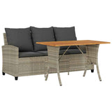 vidaXL 3-Seater Garden Sofa with Cushions & Table Poly Rattan Black