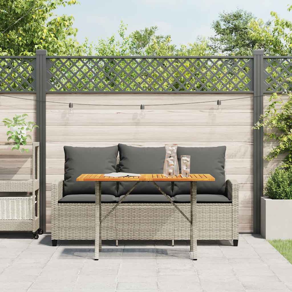 vidaXL 3-Seater Garden Sofa with Cushions & Table Poly Rattan Black