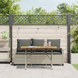 vidaXL 3-Seater Garden Sofa with Cushions & Table Poly Rattan Black