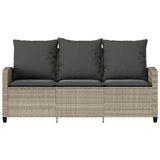 vidaXL 3-Seater Garden Sofa with Cushions & Table Poly Rattan Black