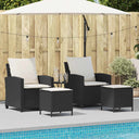 vidaXL 4-delige tuinbankset met kussens, zwart polyrotan