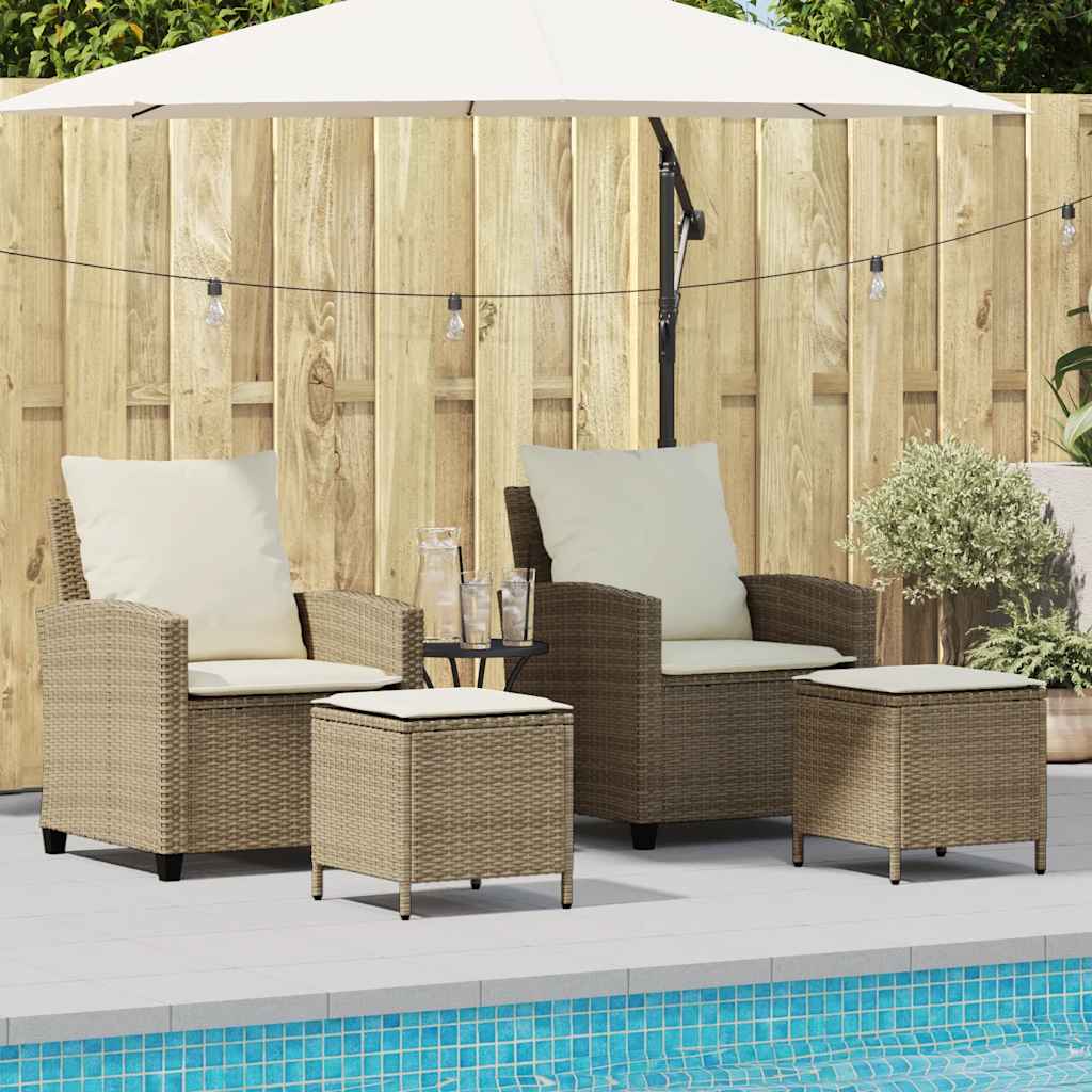 vidaXL 4-delige tuinbankset met kussens, zwart polyrotan