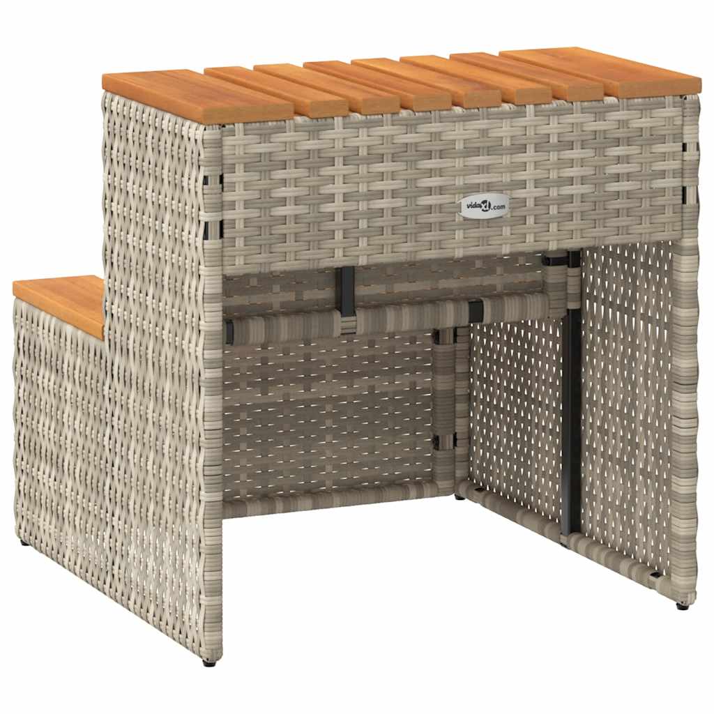 vidaXL Hottub-opstap 50x50x50,5 cm poly rattan&massief acaciahout