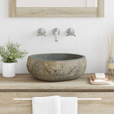 vidaXL Riverstone basin Light grey 30-37 x 25-30 x 12 cm Riverstone