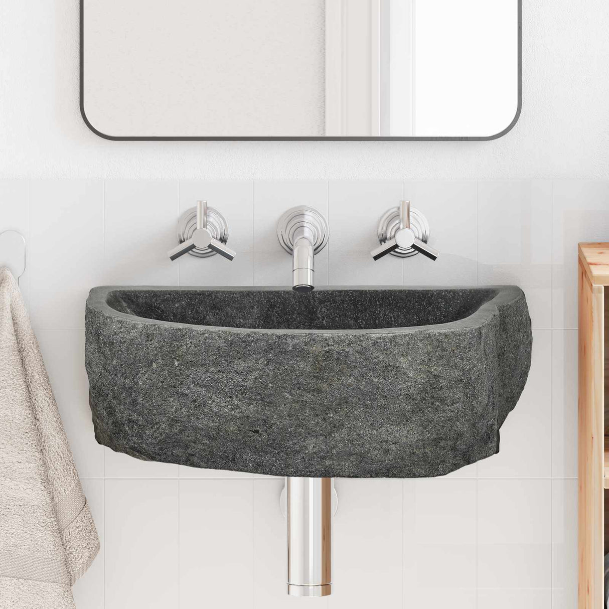 vidaXL Wall-Mounted Basin Grey 37 x 30 x 12 cm Riverstone