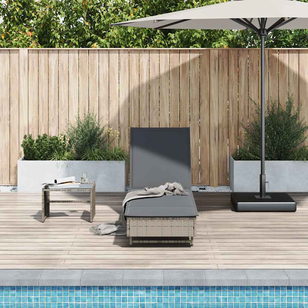 vidaXL Sun Lounger with Wheels and Cushion Poly Rattan Black
