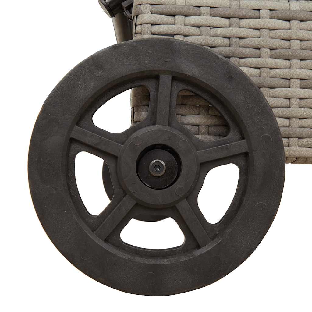 vidaXL Sun Lounger with Wheels and Cushion Poly Rattan Black