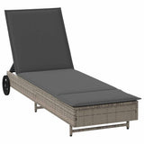 vidaXL Sun Lounger with Wheels and Cushion Poly Rattan Black