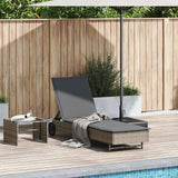 vidaXL Sun Lounger with Wheels and Cushion Poly Rattan Black