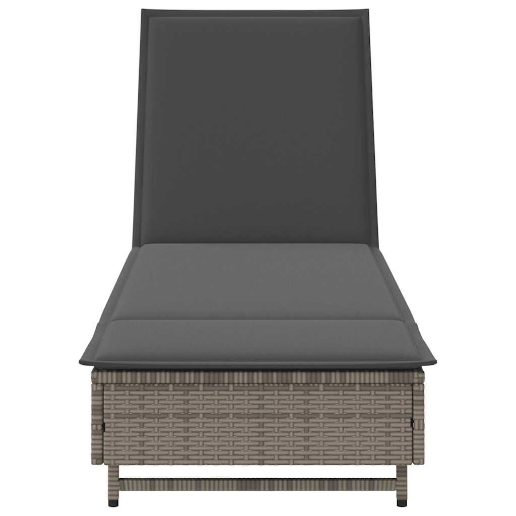 vidaXL Sun Lounger with Wheels and Cushion Poly Rattan Black